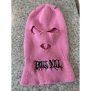 Dolls Kill PINK DK LOGO SKI MASK Knit Balaclava